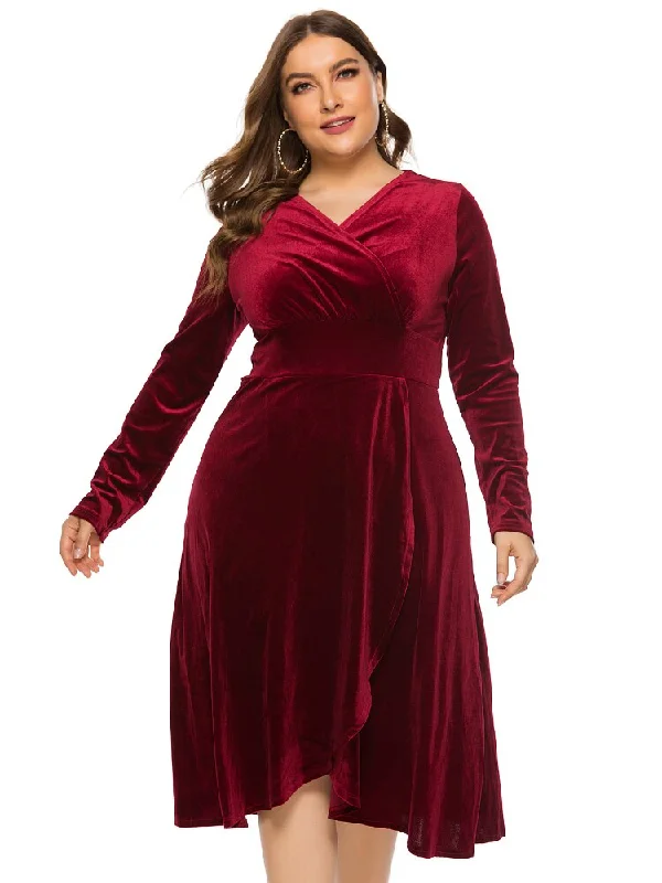 Velvet Long sleeve Party Dress Wardrobe Upgrade