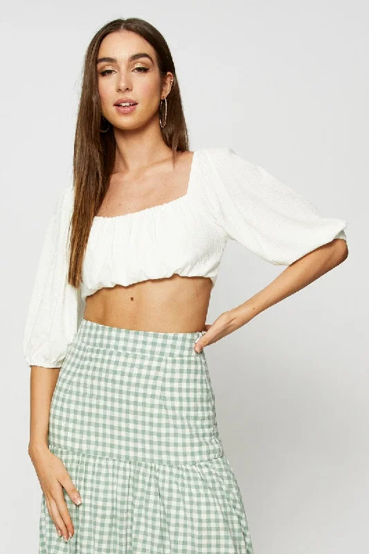 White Bardot Top Ribbed Attire Sale