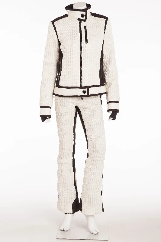 Moncler - 2PC White Puffy Sleeveless Jumpsuit & Jacket -IT 42 Unbeatable Prices