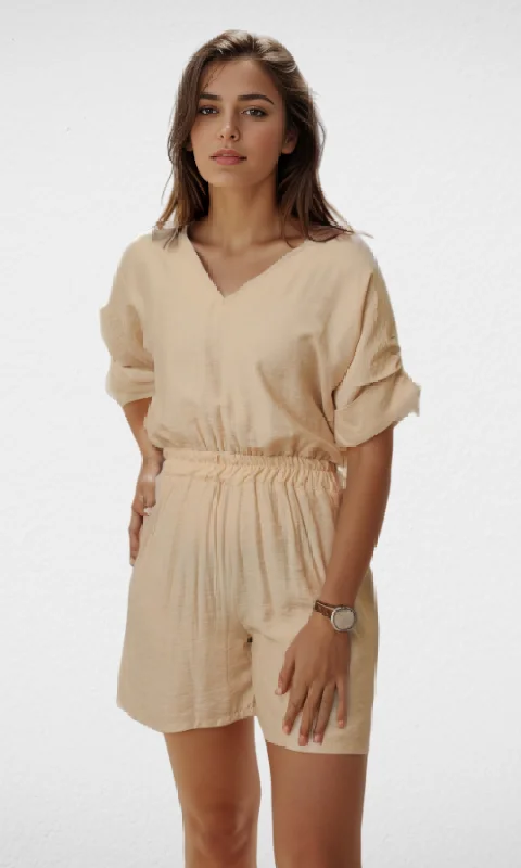 Women Jumpsuit Short (Beige) Elegant Clothing