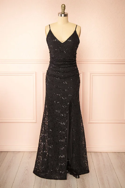 Samy Black | Sparkly Lace Mermaid Dress w/ Slit Style Upgrade