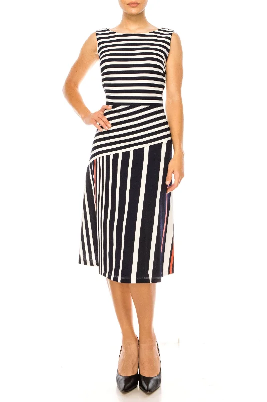 ILE Clothing SCP1326 - Sleeveless Striped Dress Fashion Forward