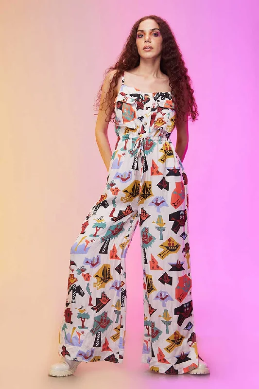 Multicolour Abstract Print Jumpsuit Limited Stock, Big Discounts