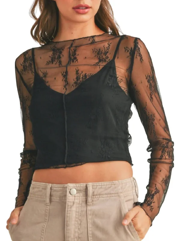 Floral Lace Long Sleeve In Black Fashion Forward