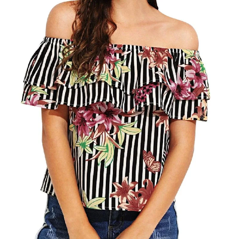 FLORA’S FLORAL STRIPE RUFFLED TOP Everyday Basics