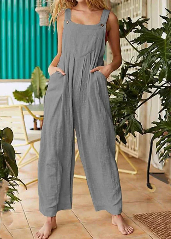 Beautiful  Pockets Patchwork Button Jumpsuit pants Trendy New Clothes