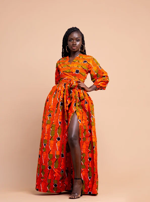 Annette Ankara Maxi Dress | Orange African Print Big Savings On Minimalist Office Styles