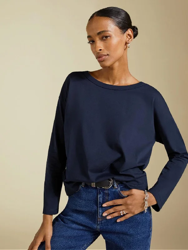 Montrose Organic Cotton Relaxed Top | Deep Indigo Trend Forward Women's Wear