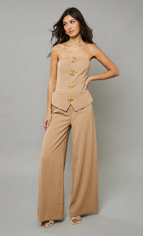 Beige Tailored Bandeau Jumpsuit Special Offer