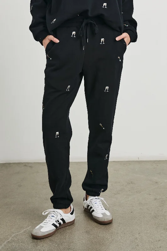 KINGSTON PANT - BLACK CHAMPAGNE EMBROIDERY Chic Trends Unveiled