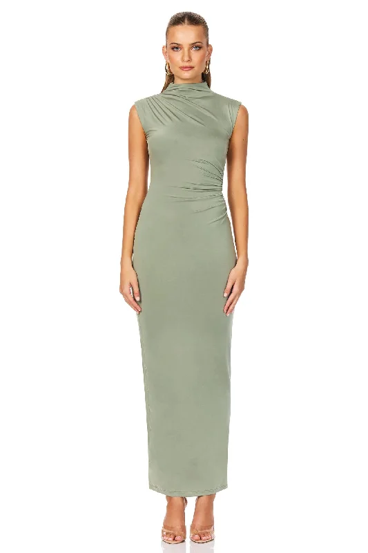 Nookie Olivia High Neck Midi Dress - Sage Seasonal Trends