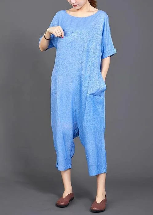 French cotton jumpsuit pants fine blue Solid Color Casual Loose Comfortable Jumpsuit Get The Latest Trends