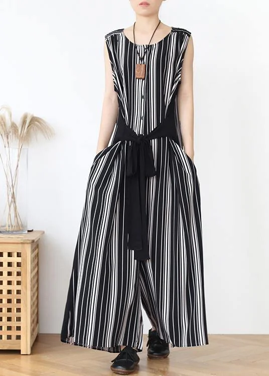 Summer new loose large size travel beach chiffon striped jumpsuit jumpsuit All Season Basics Discount