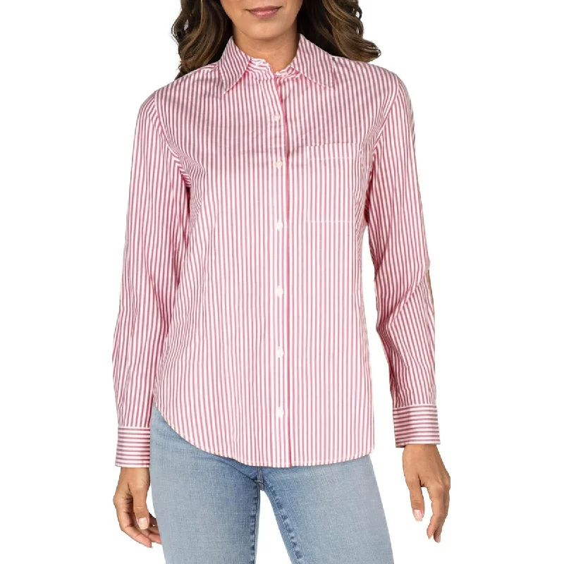 Womens Striped Cotton Button-Down Top Trendy New Clothes