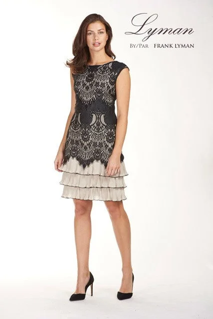 Black/Nude Woven Dress Chic Sophistication