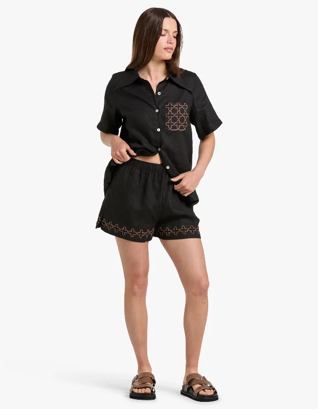 Alisa Short - Black Embroidery Contemporary Chic