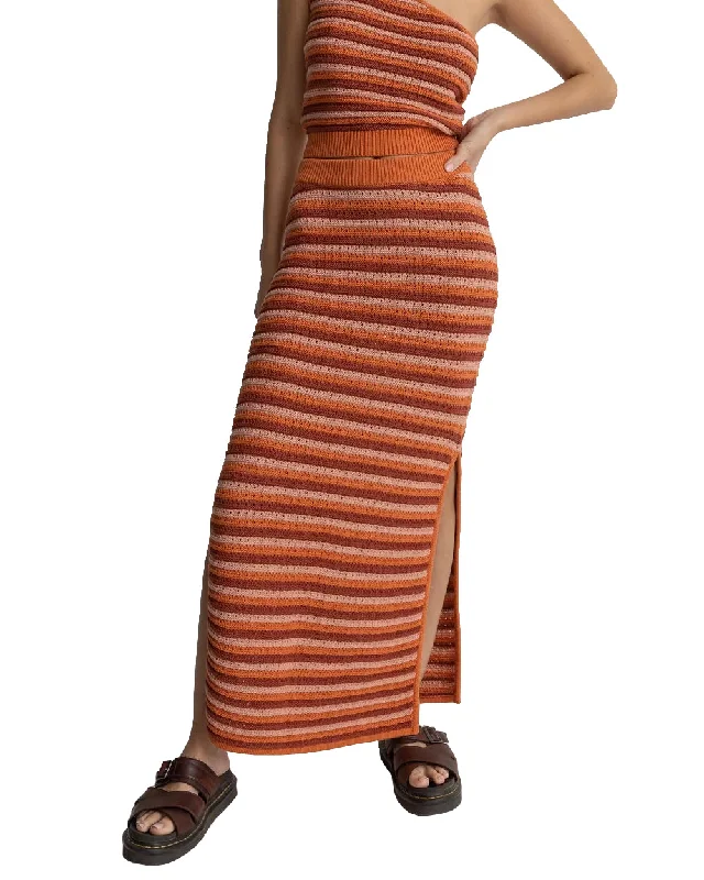 Rhythm Spirit Knit Stripe Midi Skirt Sleek Design