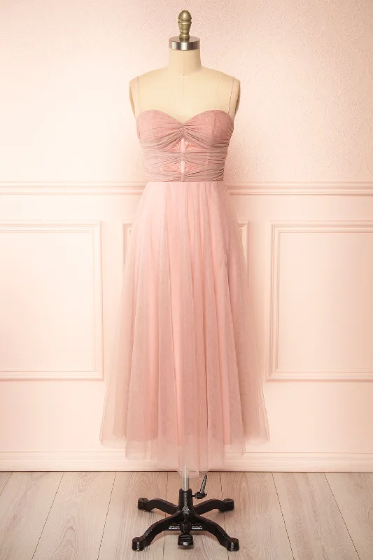 Cyrilla | Midi Pink Tulle Dress Trendy Fashion Sale