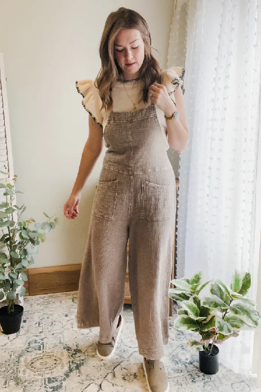 Flowy Mineral Wash Jumpsuit Top Brand Discounts