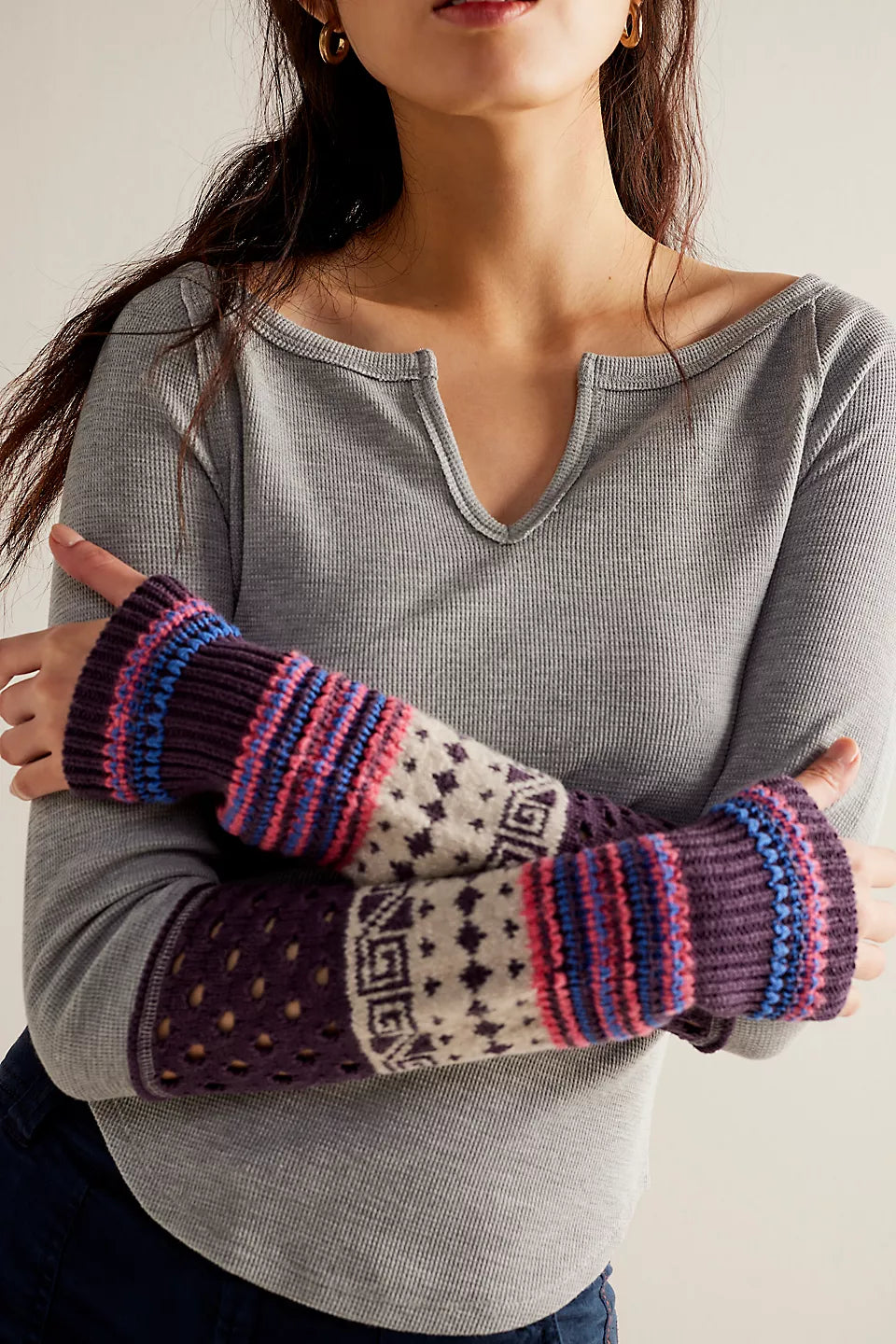 Free People We The Free Cozy Craft Cuff  - Heather Grey Combo Trendy Street Style Attire