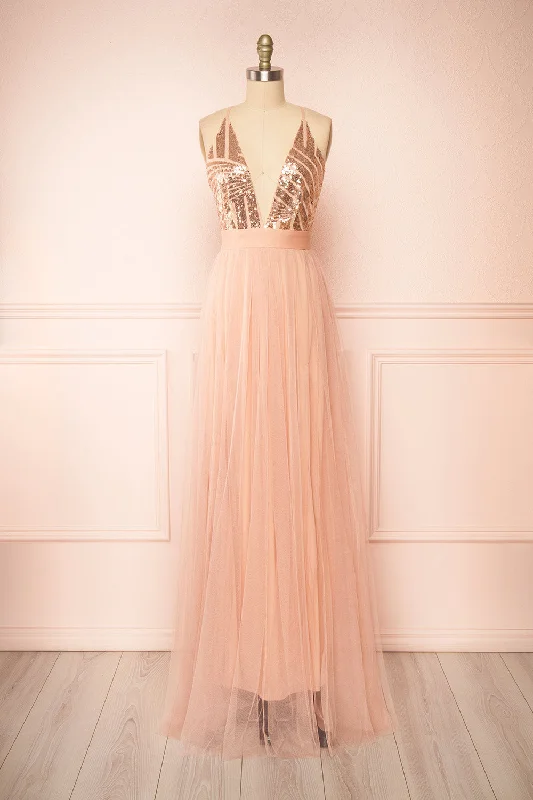 Kaia Pink | Dusty Pink Sequin Gown Fashion Deal