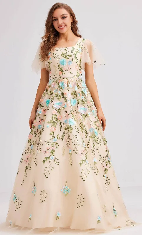 J'Adore Dresses J23016 - Floral Embroidered Evening Dress Boho - Chic Festival - Ready Style