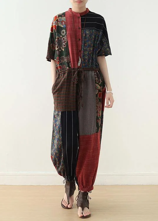 Summer Prints Linen Loose Bat Sleeve Jumpsuit Now On Sale For Chic Urban Styles