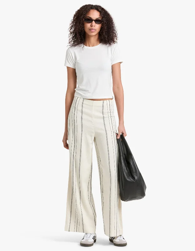 Matera Stripe Pant - Cream/Black Grab Romantic Date - Night Styles Now