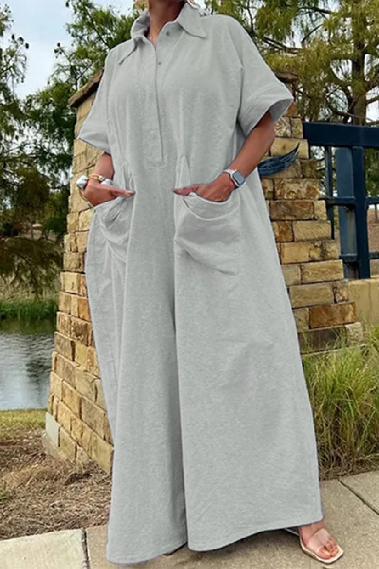 Solid Color Oversized Pocket Wide Leg Jumpsuit Must-Have Styles