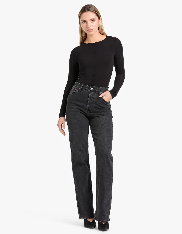 Manuela Stretch Denim Jean - Washed Black Chic Outfits