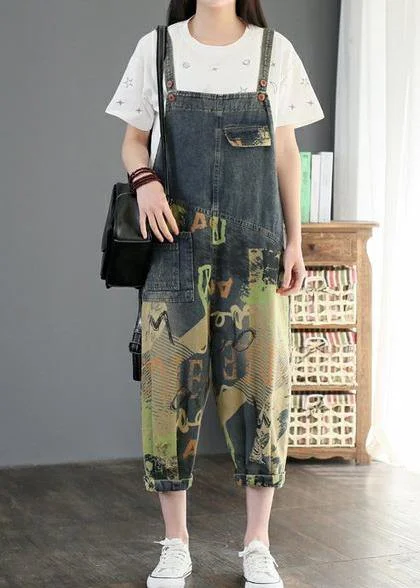 Camouflage printed denim overalls plus size women's casual cropped harem pants Seasonal Style Discounts