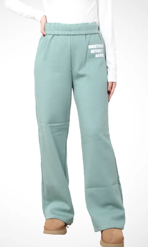 Women Logo Wide Leg Joggers (Green) Unleash Your Trendy Side