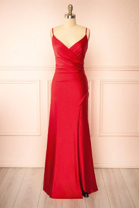 Nyra Red | Mermaid Dress w/ Wrapped Bodice Urban Sophistication