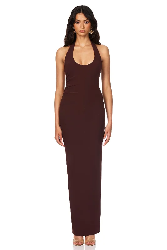 Nookie Natalia Halter Maxi Dress - Chocolate Vintage Look