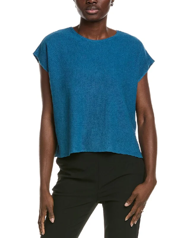 EILEEN FISHER Pique Linen-Blend Top Unbeatable Deals