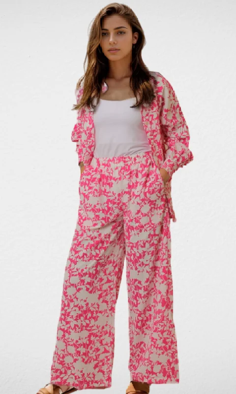 Women Set Floral print (Pink & White) Vibrant Femme Fashion