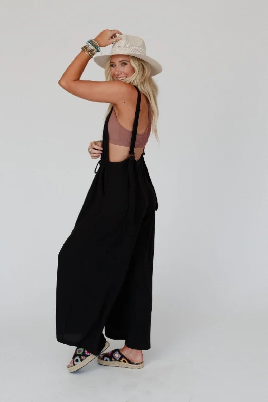 What Goes Around Open Back Jumpsuit - Black Playful Elegance