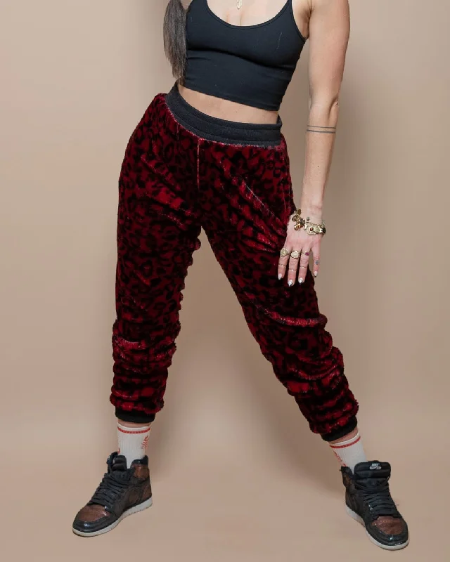 Women's Lounge Pants | Red Burgundy Leopard You'Ll Love Us Because