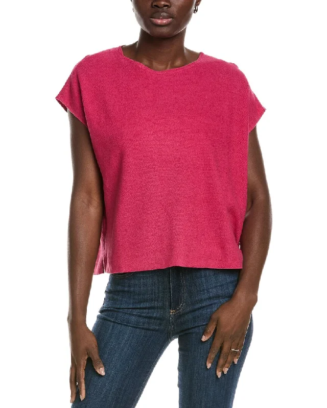 EILEEN FISHER Pique Linen-Blend Top Cool Prices