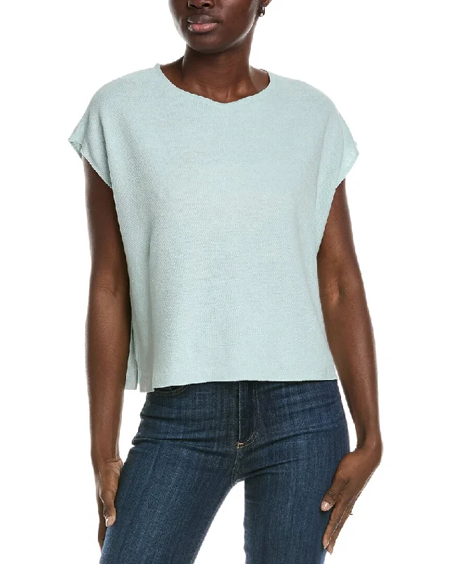 EILEEN FISHER Pique Linen-Blend Top Limited Time Offer