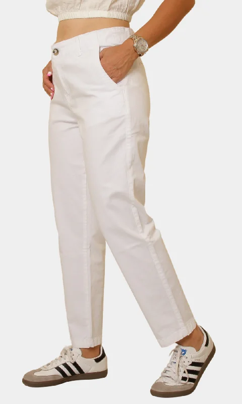 Women Gabardine Pants (White) Chic Styles