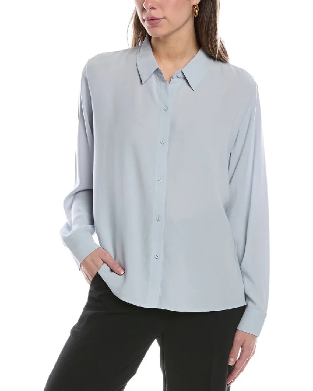 EILEEN FISHER Petite Classic Collar Silk Shirt Weekend Special