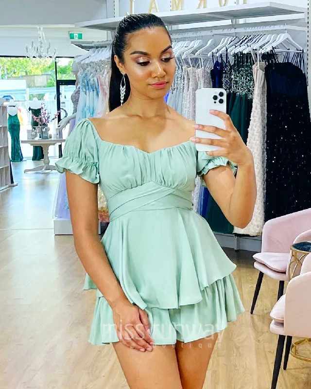 Masie Playsuit - Pistachio Green Exclusive Sale