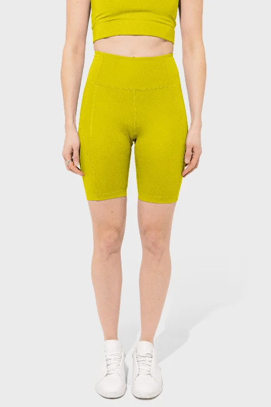 High Rise Bike Short in Chartreuse Trendy Fashion for Women