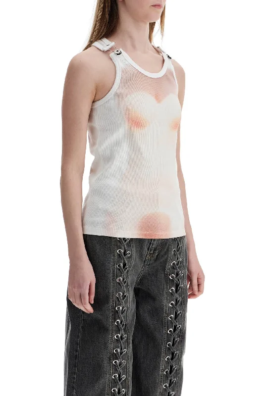 Jean Paul Gaultier White Cotton Top With Leather Print Le Classique Special Offer