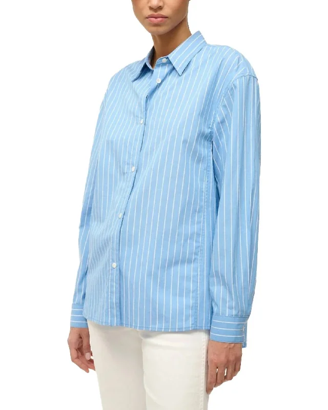 Kelly Shirt In Azure Pinstripe Evening Looks