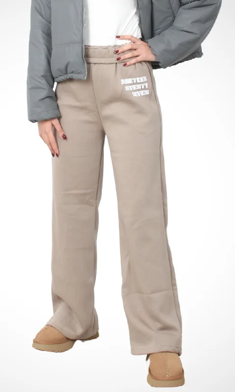 Women Logo Wide Leg Joggers (Café) Style Revolution