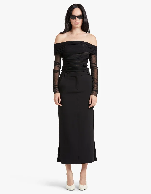 Irena Side Split Maxi Skirt - Black Wardrobe Essentials