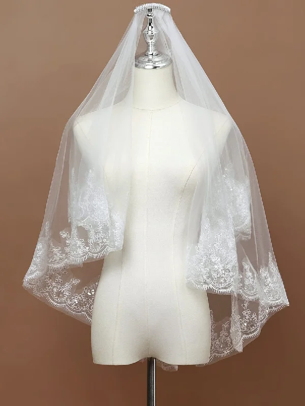 Double Tier Lace Applique Tulle Wedding Bridal Veil Style Breakthroughs