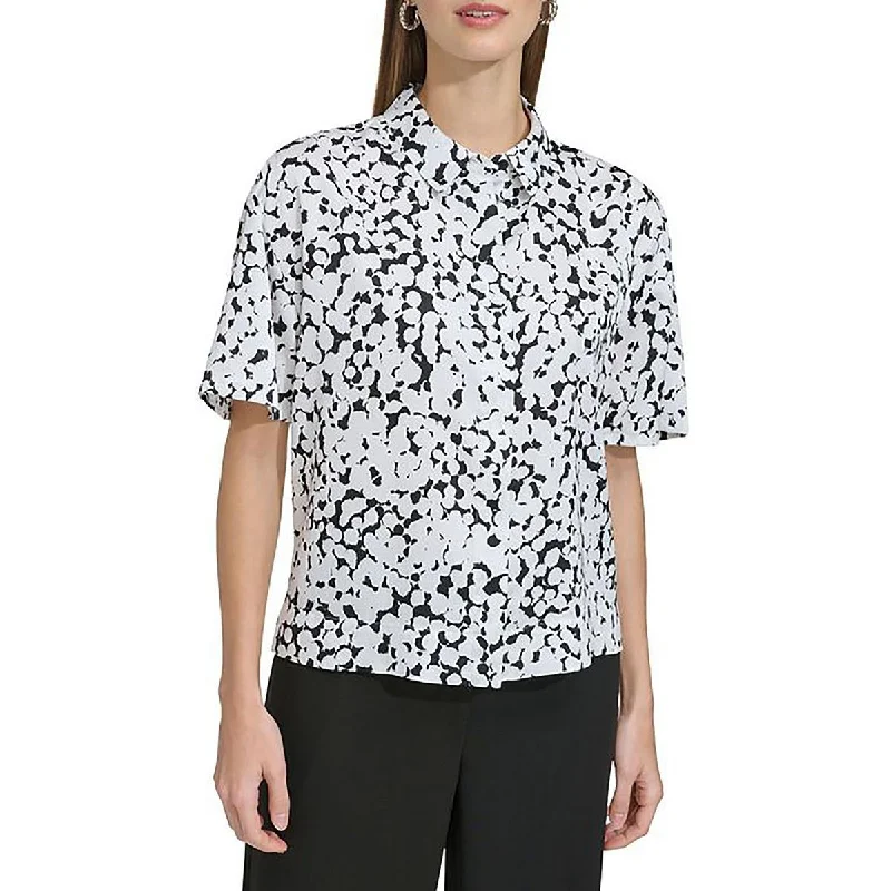 Womens Printed Collared Button-Down Top Comfort Meets Fashion